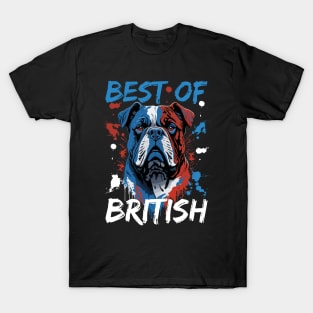 Bulldog Majesty : Best of British Pride - Colorful Red, White, and Blue Design T-Shirt